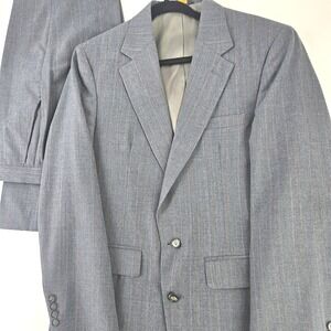 Vtg Rare Andhurst Striped Blue Red Yellow on Grey Suit 2 pc 70s/80s Med ~39R USA